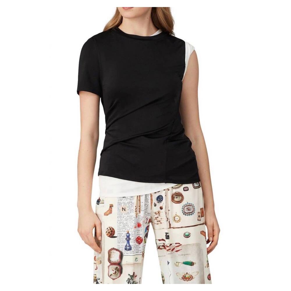 Monse Sz 12 USA Made Designer Luxury Twisted Layered Asymmetrical Jersey Top EUC